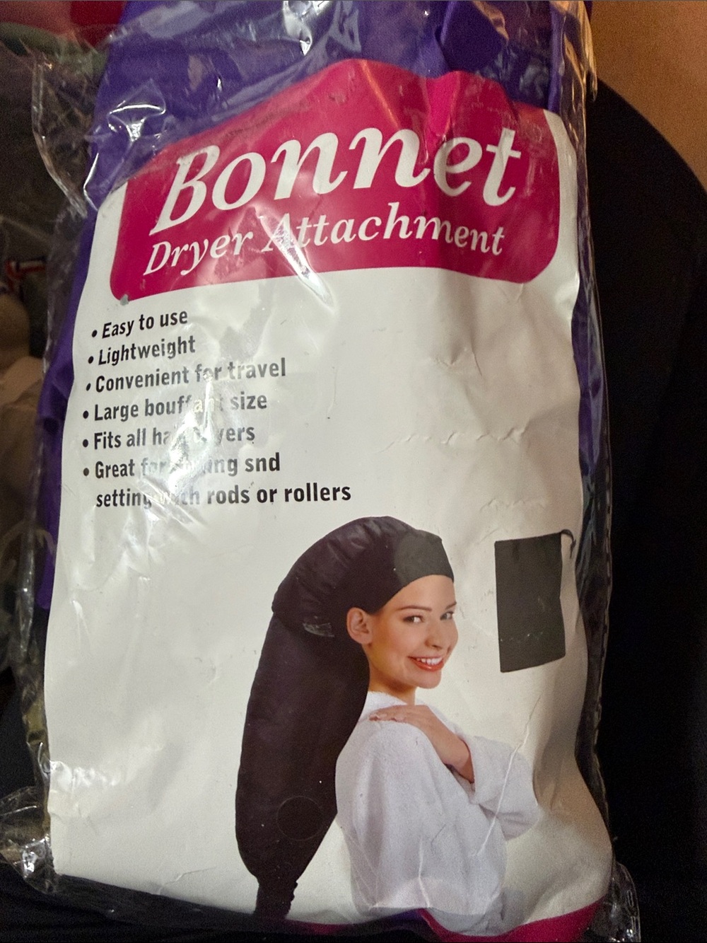 Bonnet Dryer Attachment - purple with bag